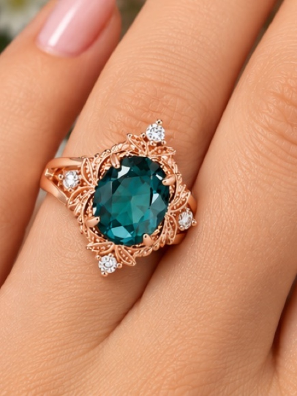 Elegant Blue and Gold Women's Ring.